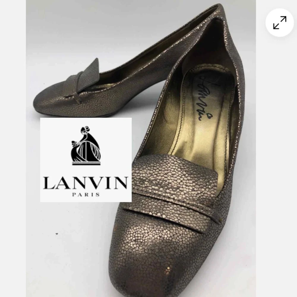 LANVIN Gold crackled pumps, 38.5 , L1055 - Picture 1 of 7
